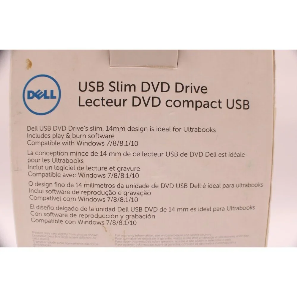 Dell Slim DVD +/- RW Drive Compact USB DW316 Setup CD Manual Cords New Open Box